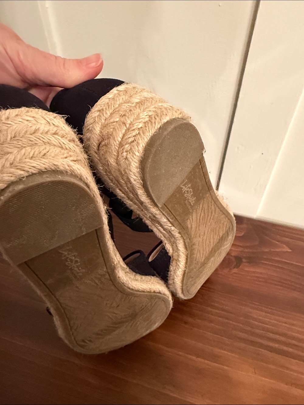 Life Stride Black Canvas Espadrille Wedge with twisted Ankle strap - Picture 6 of 6